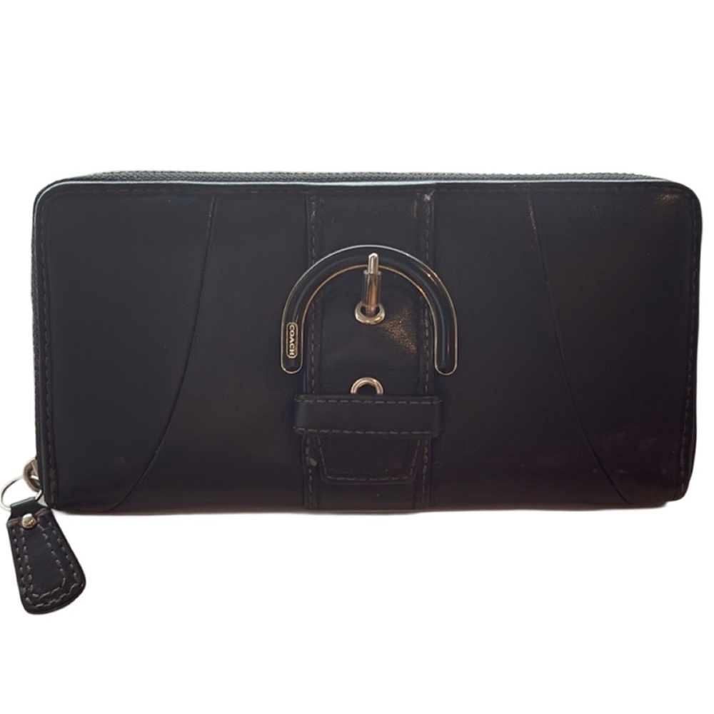 Coach black leather continental wallet